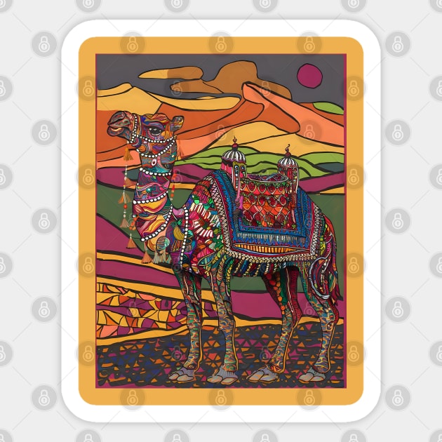 Rajasthani decorated camel art Sticker by Spaceboyishere